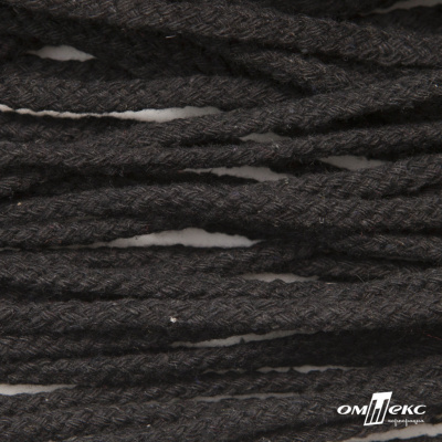 Шнур плетеный d-6 мм круглый, 70% хлопок 30% полиэстер, уп.90+/-1 м, цв.1078-черный - купить в Дербенте. Цена: 588 руб.