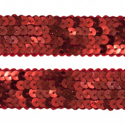 Тесьма с пайетками 3, шир. 20 мм/уп. 25+/-1 м, цвет красный - купить в Дербенте. Цена: 778.19 руб.