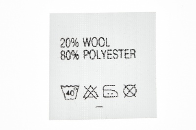 Состав и уход 20% wool 80% poliester - купить в Дербенте. Цена: 64.21 руб.