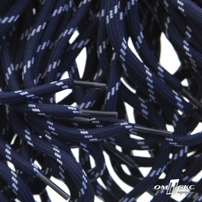 Шнурки #107-19, круглые 130 см, двухцветные цв.тём.синий/белый - купить в Дербенте. Цена: 22.14 руб.