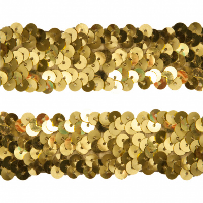 Тесьма с пайетками D16, шир. 30 мм/уп. 25+/-1 м, цвет золото - купить в Дербенте. Цена: 1 098.48 руб.