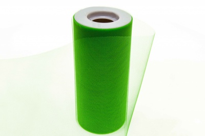 Фатин в шпульках 16-146, 10 гр/м2, шир. 15 см (в нам. 25+/-1 м), цвет зелёный - купить в Дербенте. Цена: 100.69 руб.