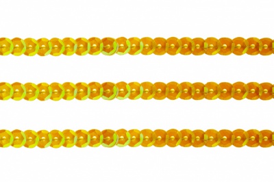 Пайетки "ОмТекс" на нитях, CREAM, 6 мм С / упак.73+/-1м, цв. 92 - золото - купить в Дербенте. Цена: 484.77 руб.