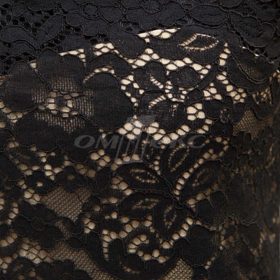 Кружевное полотно #3378, 150 гр/м2, шир.150см, цвет чёрный - купить в Дербенте. Цена 370.97 руб.