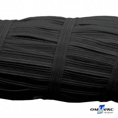 Резиновые нити с текстильным покрытием, шир. 6 мм (55 м/уп), цв.-черный - купить в Дербенте. Цена: 210.75 руб.