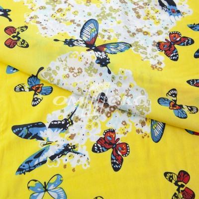 Плательная ткань "Софи" 7.2, 75 гр/м2, шир.150 см, принт бабочки - купить в Дербенте. Цена 241.49 руб.