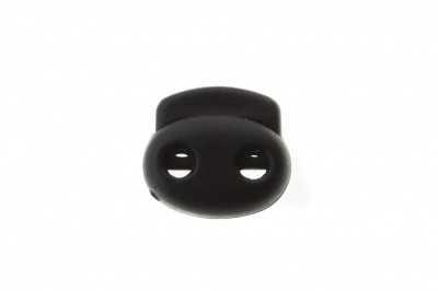 8049ТН Фиксатор пластиковый двухдырочный, 23х20 мм, цвет чёрный - купить в Дербенте. Цена: 1.37 руб.