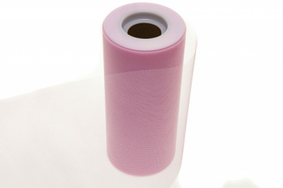 Фатин в шпульках 16-14, 10 гр/м2, шир. 15 см (в нам. 25+/-1 м), цвет розовый - купить в Дербенте. Цена: 100.69 руб.