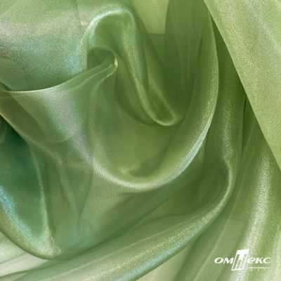 Ткань органза, 100% полиэстр, 28г/м2, шир. 150 см, цв. #27 зеленый - купить в Дербенте. Цена 86.24 руб.