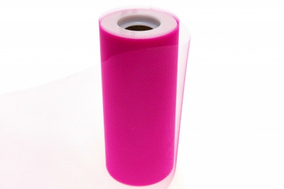 Фатин в шпульках 16-33, 10 гр/м2, шир. 15 см (в нам. 25+/-1 м), цвет ярк.розовый - купить в Дербенте. Цена: 100.69 руб.