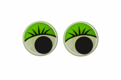 Глазки для игрушек, круглые, с бегающими зрачками, 15 мм/упак.50+/-2 шт, цв. -зеленый - купить в Дербенте. Цена: 113.01 руб.