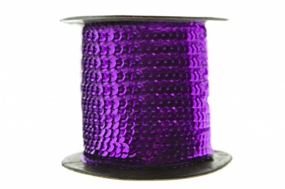 Пайетки "ОмТекс" на нитях, SILVER-BASE, 6 мм С / упак.73+/-1м, цв. 12 - фиолет - купить в Дербенте. Цена: 300.55 руб.