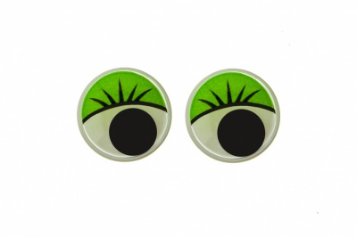 Глазки для игрушек, круглые, с бегающими зрачками, 12 мм/упак.50+/-2 шт, цв. -зеленый - купить в Дербенте. Цена: 96.01 руб.