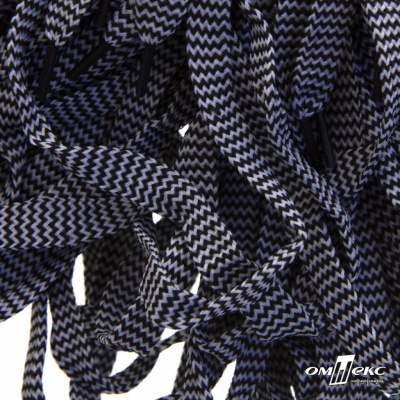 Шнурки #107-07, плоские 130 см, двухцветные цв.серый/чёрный - купить в Дербенте. Цена: 23.03 руб.