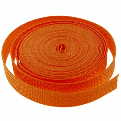 Стропа текстильная, шир. 25 мм (в нам. 50+/-1 ярд), цвет оранжевый - купить в Дербенте. Цена: 409.94 руб.