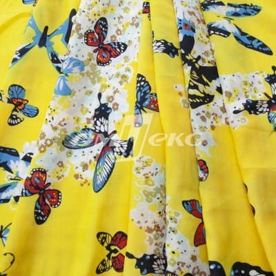Плательная ткань "Софи" 7.2, 75 гр/м2, шир.150 см, принт бабочки - купить в Дербенте. Цена 241.49 руб.