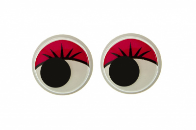 Глазки для игрушек, круглые, с бегающими зрачками, 15 мм/упак.50+/-2 шт, цв. -красный - купить в Дербенте. Цена: 113.01 руб.